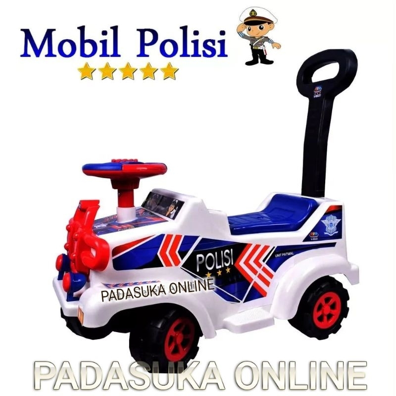 Mainan Mobil Dorong/Duduk Anak POLISI / MOBIL DORONG POLISI JEEP PUTIH / MOBIL RIDE ON POLISI / MAIN