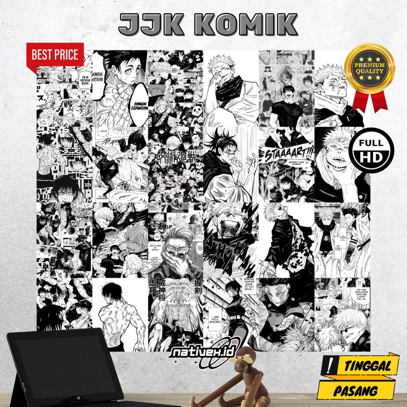 (Isi 24 Pcs) Poster Dinding Aesthetic | Poster Dinding Tema Komik Jujutsu Kaisen | Poster Dinding Ko