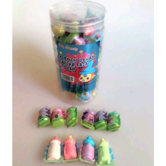 

Permen Cemilan Snack Gummy Gummi Yupi Dot Biru Odot Bayi Lunak Mainan Anak Murah (isi 50 pcs)