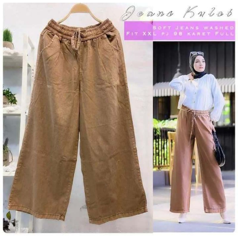 celana kulot polos - kulot jeans jumbo - kulit jeans - kulot jeans wanita terbaru - KULOT JEANS - KU
