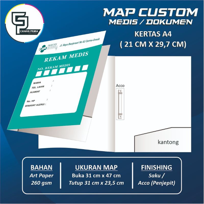 

cetak stopmap / map custom Map Penyimpanan Arsip/ DokumenMap RM, RS, Puskesmas, Klinik, Praktek Mandiri, Map Proposal, Map Dokumen Perusahaan