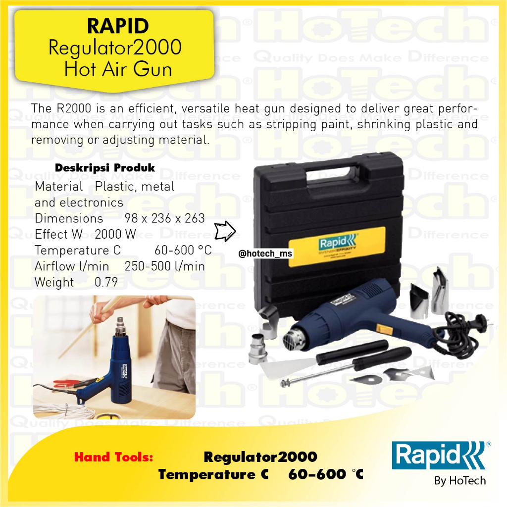 RAPID | Heat Gun | Hot Gun 2000 Watt | Rapid Hot Gun KIT | Rapid Heat Gun 200o Watt | Rapid Hot Air 