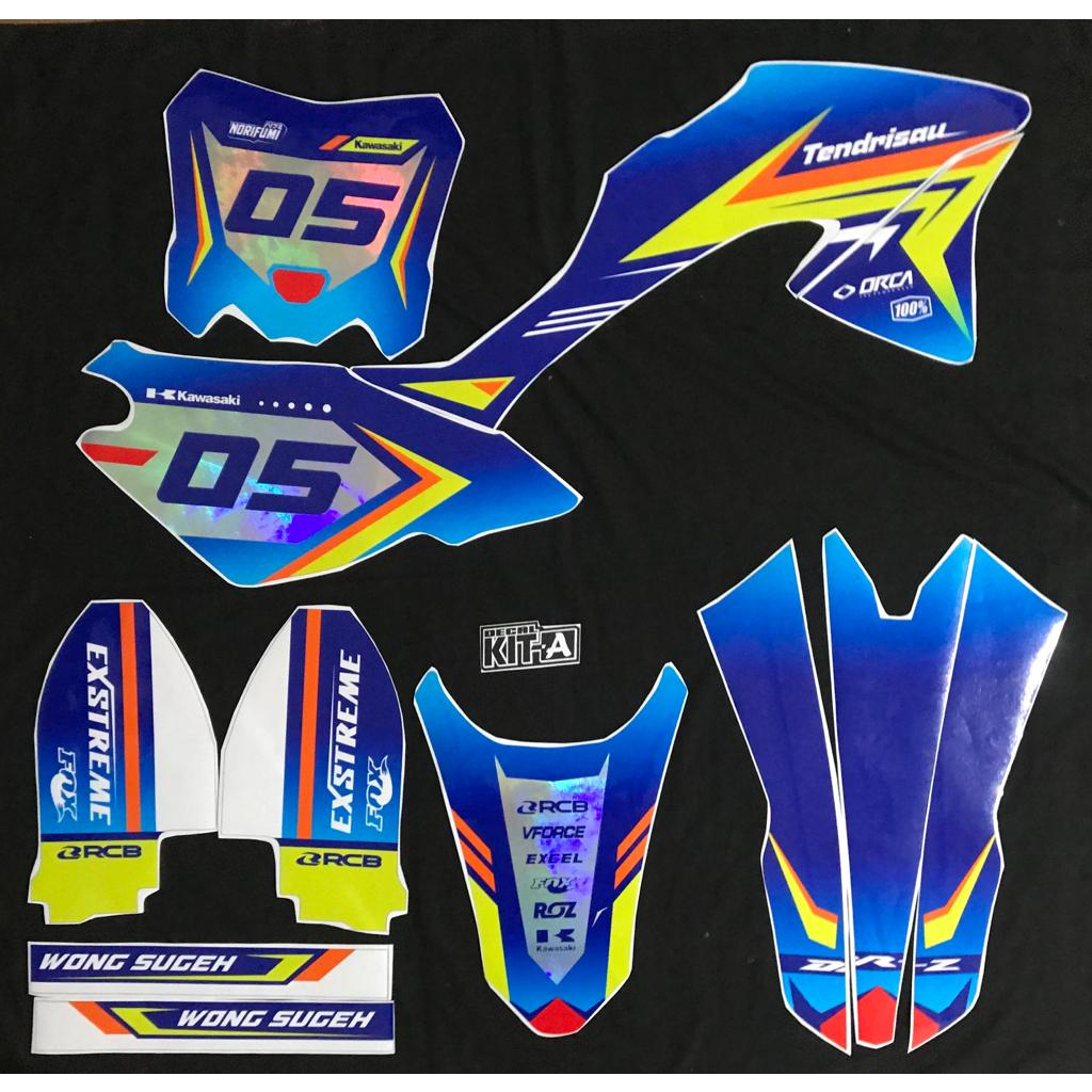Decal Stiker Motor KLX BF MOTIF RACING BIRU STABILO HOLOGRAM D-A3-478