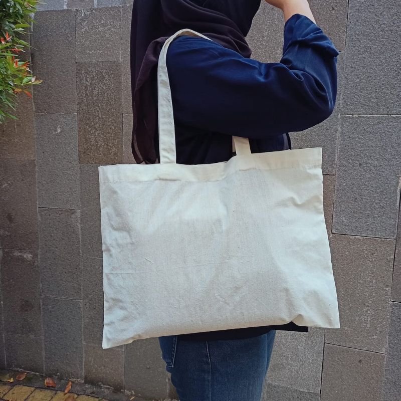 

totebag blacu polos landscape+ Resleting cocok untuk Ecoprit, lukis, tiedye