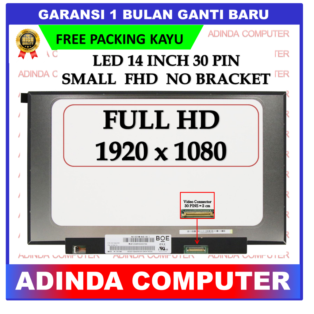 LCD LED Lenovo Ideapad 3 14-ALC6 S340 V14 V14-ARE 14.0 14 Inch 30 Pin 30pin Slim Small Narrow Full H