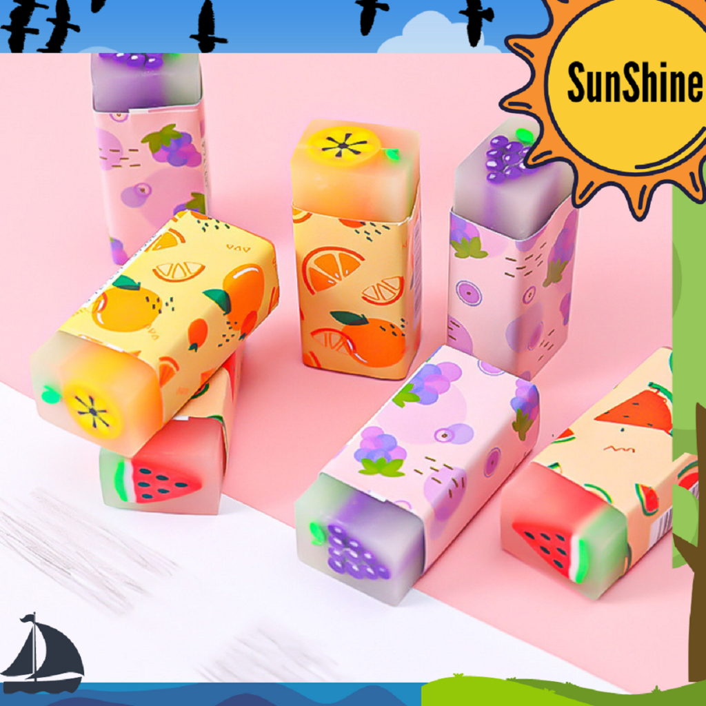 

✨Sunshine Fancy✨ SELUSIN / 12 Pcs Penghapus Karet Motif Buah Lucu / Fruit Eraser PE0003