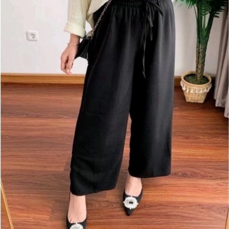 CELANA KULOT HIGHWAIST HITAM CRINKLE PREMIUM