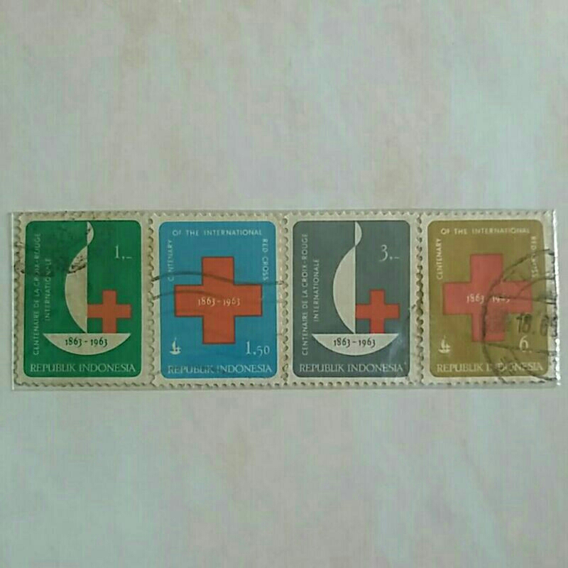 

(AC) Perangko Indonesia 1963 Seabad Palang Merah Set Lengkap 4pcs Used