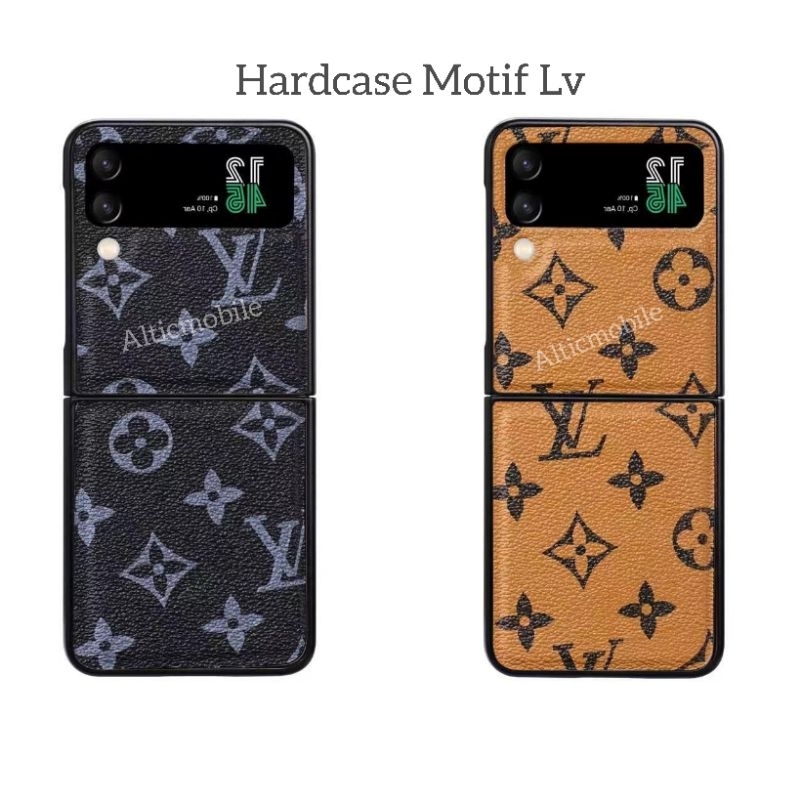Samsung  z Flip 5 Z Flip 3 Z Flip 4 Hardcase Motif Branded Lv Case Penutup Penuh Lipat Kulit Timbul