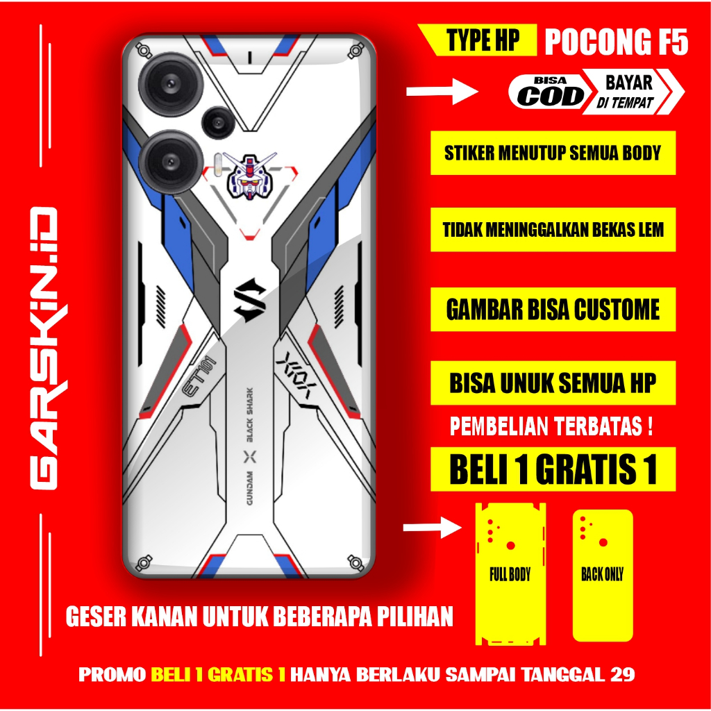 GARSKIN POCO F5  AKSESORIS CASING PELINDUNG HP POCO ORIGINAL GRASKIN  POCO F5 FULLBODY SKIN PROTEC D