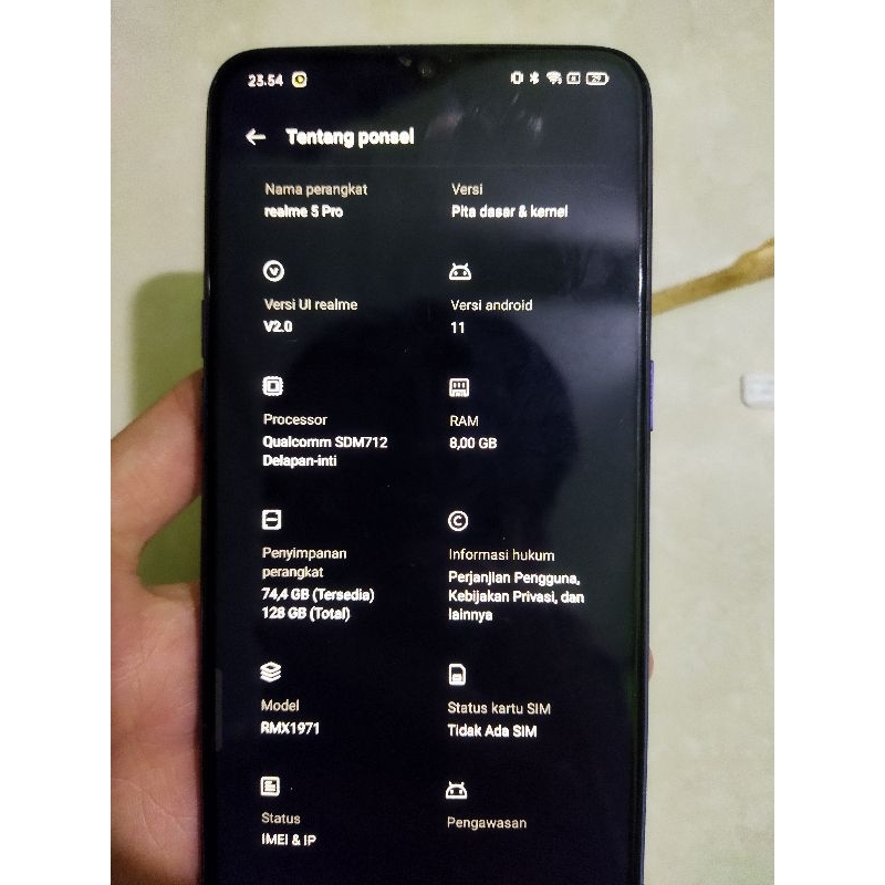 Hp realme 5 pro Ram 8 /128