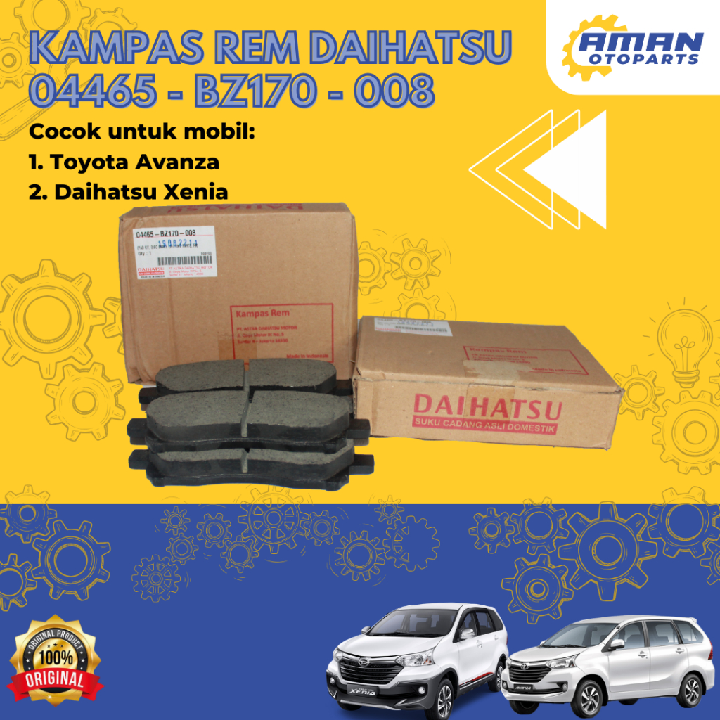 kampas rem depan Avanza, xenia, rush, terios 04465-bz170-008