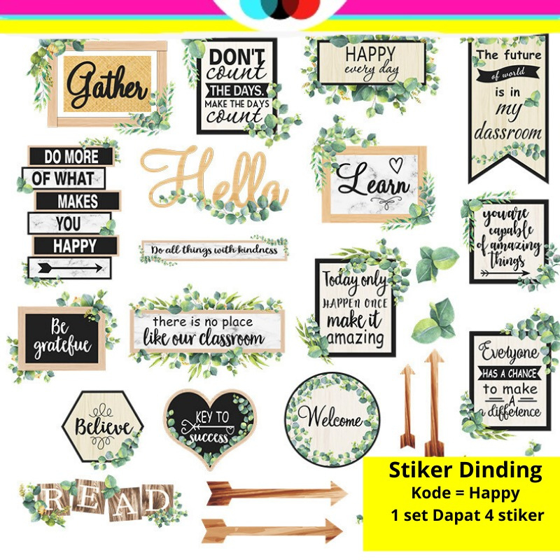 WALLSTICKER 1 SET BESAR WALL STIKER STICKER HIASAN DINDING KATA KATA TULISAN MUTIARA MOTIVASI ARAH W