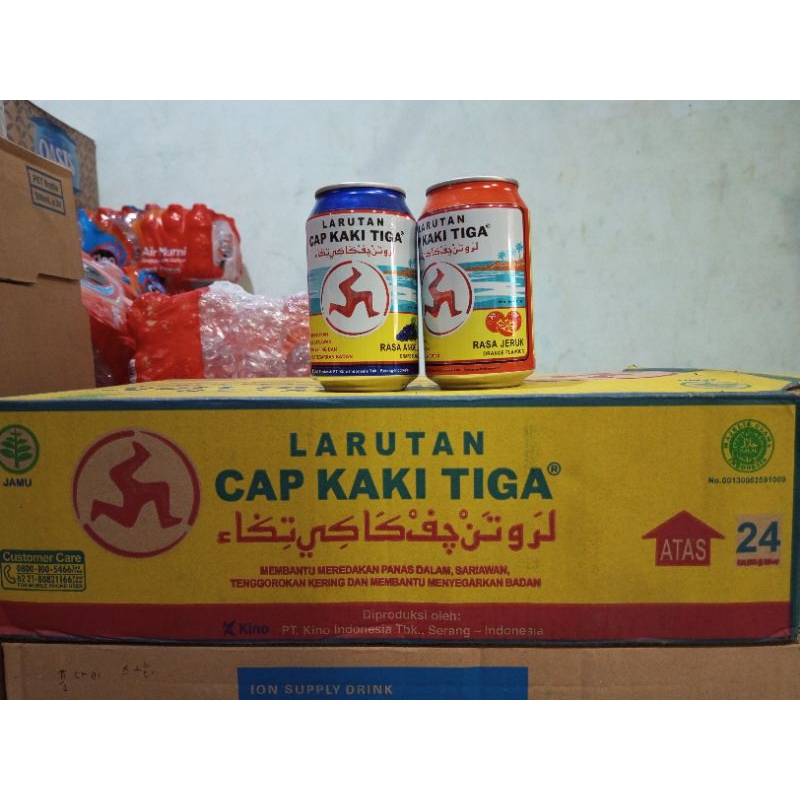 Larutan kaleng cap kaki tiga 320ml 1 dus isi 24 kaleng / minuman penyegar