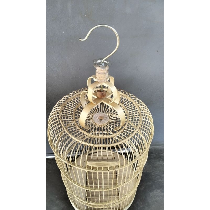 SANGKAR CUNGKOK BULAT KENARI BIASA MODEL TARIK (DM 30 CM)