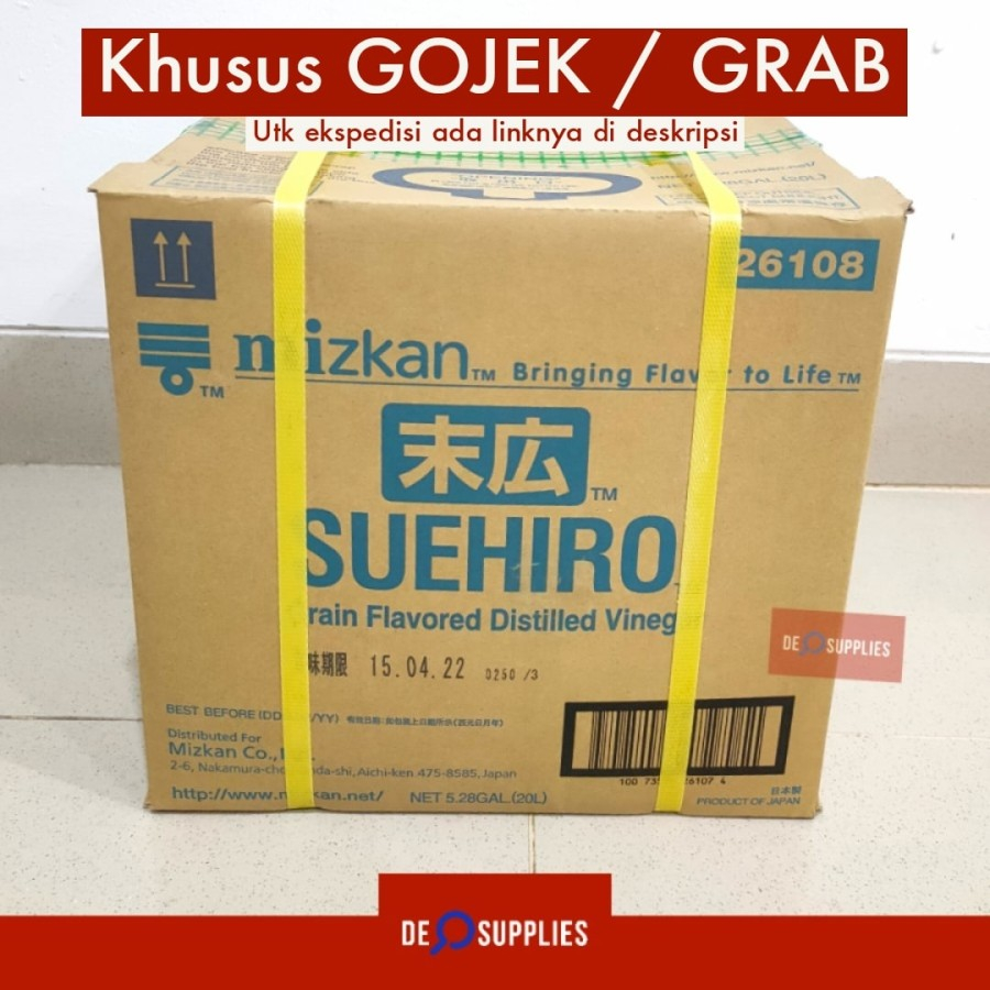 

Mizkan Suehiro Su 20L- Sushi Rice Vinegar Cuka Sushi Karton GOJEK GRAB Only
