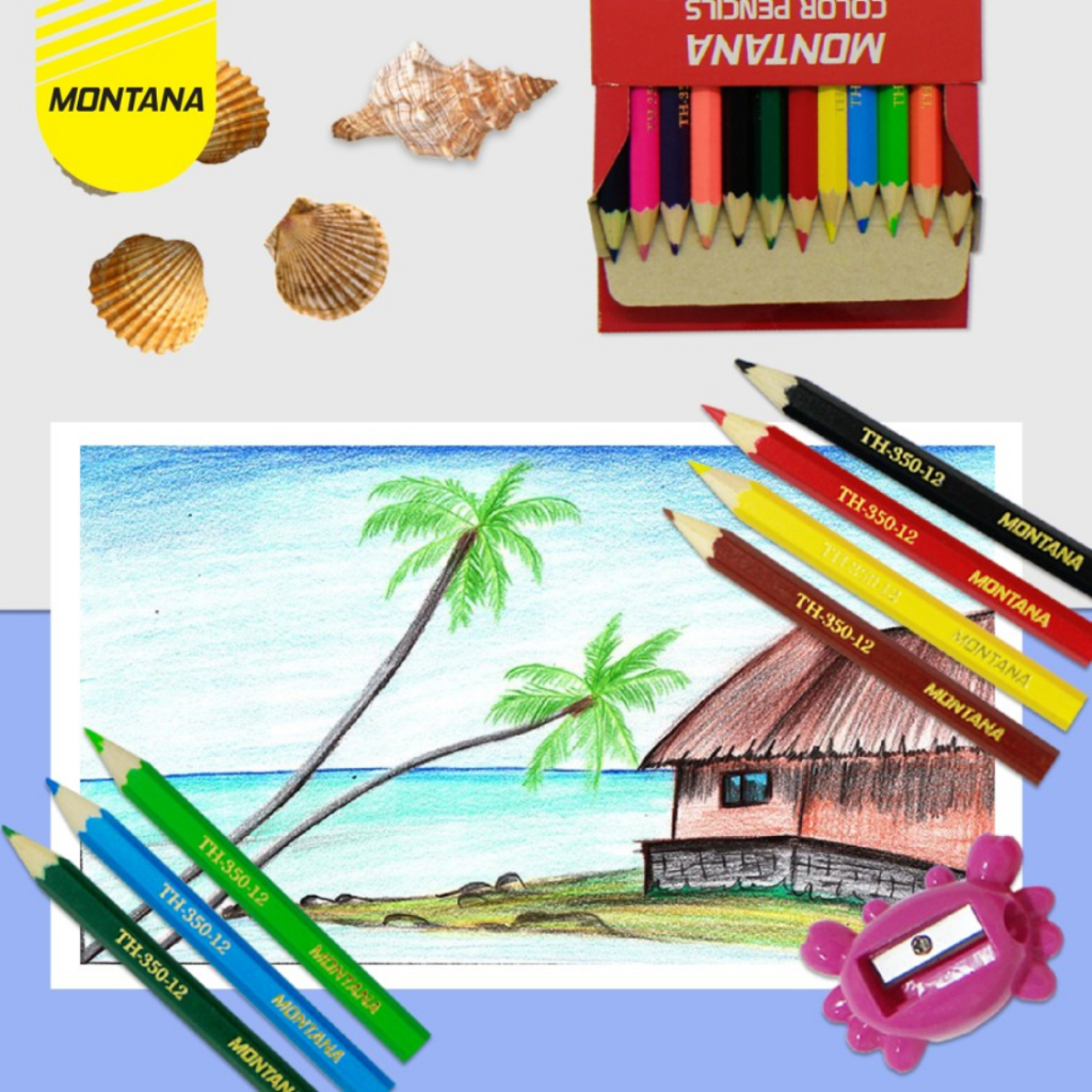 

TOKOJUJUR Pensil Warna Montana Panjang dan Pendek Spidol Buku Mewarnai Anak Sekolah Color Pencil Kayu