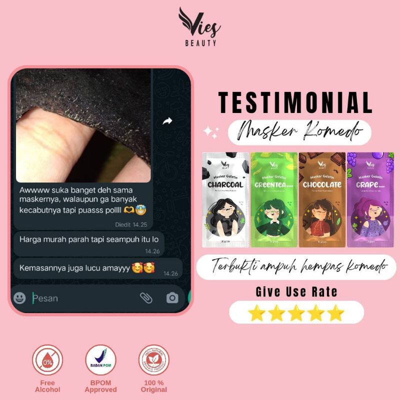 MASKER GELATIN/ MASKER KOMEDO VIES BPOM