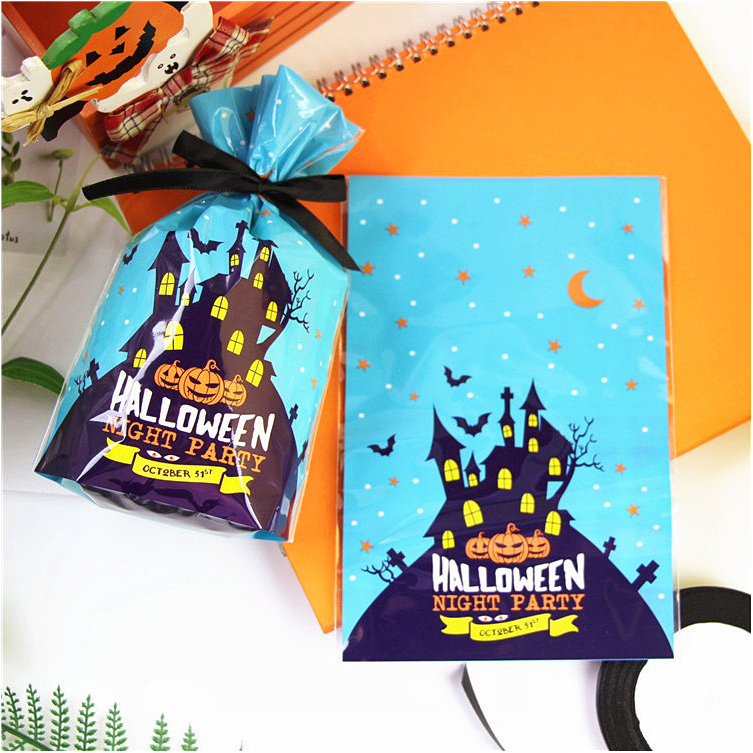 

Kantong Pouch Desain Pumpkin Bat Untuk HALLOWEEN isi 50pcs Candy Souvenir Papper Bag Motif helloween Plastik Packaging Motif Labu Plastik Permen Portable