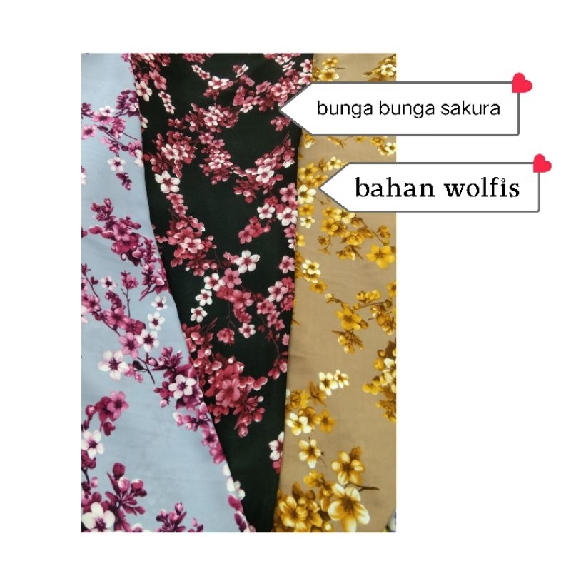 Kain wolfis motif bunga sakura