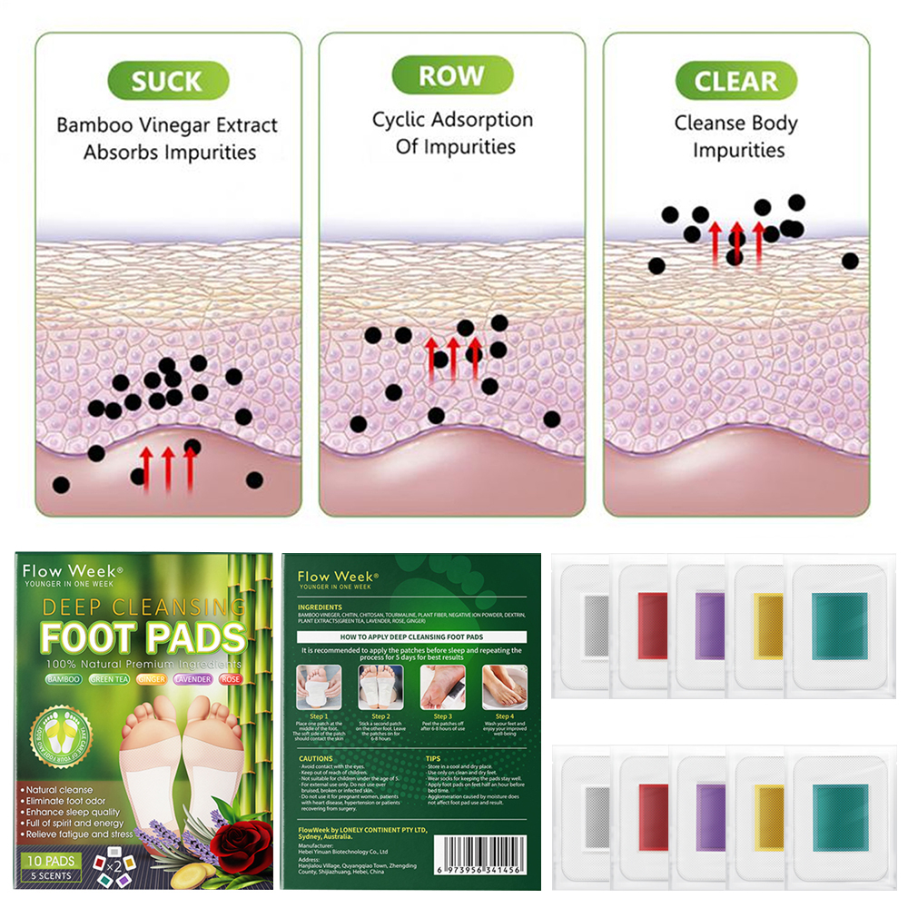 Flowweek Koyo Kaki Detox Foot Pads Herbal Slimming Patch Penyerap Racun menurunkan berat badan Kaki bantalan