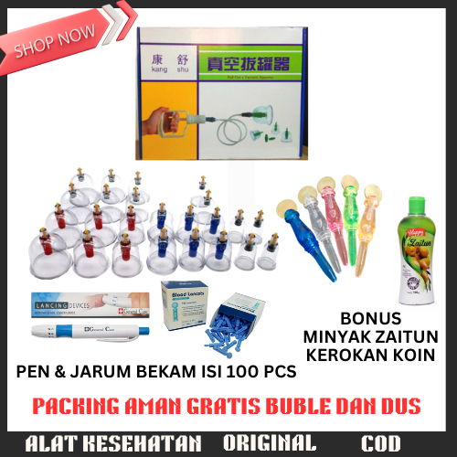 Cod Paket Alat Bekam Lengkap Dengan Jarum Dan Pen Kop Angin Bekam Isi  6- 24 Cup Sedot Darah Kotor D