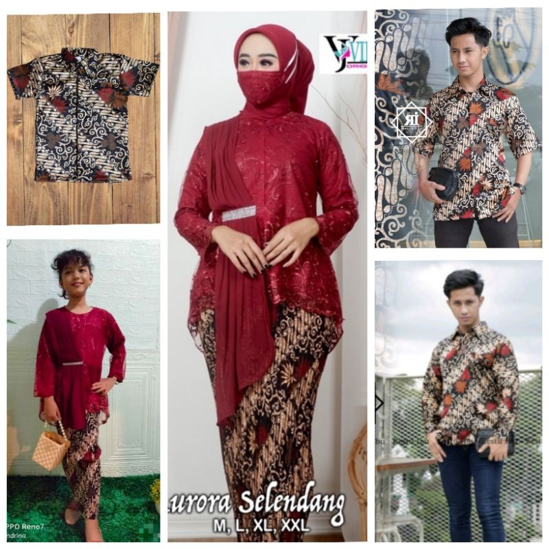 COUPLE KEBAYA KELUARGA IBU DAN ANAK PEREMPUAN/KEBAYA PESTA KELUARGA/KEBAYA MODERN/SET KEBAYA SELENDA