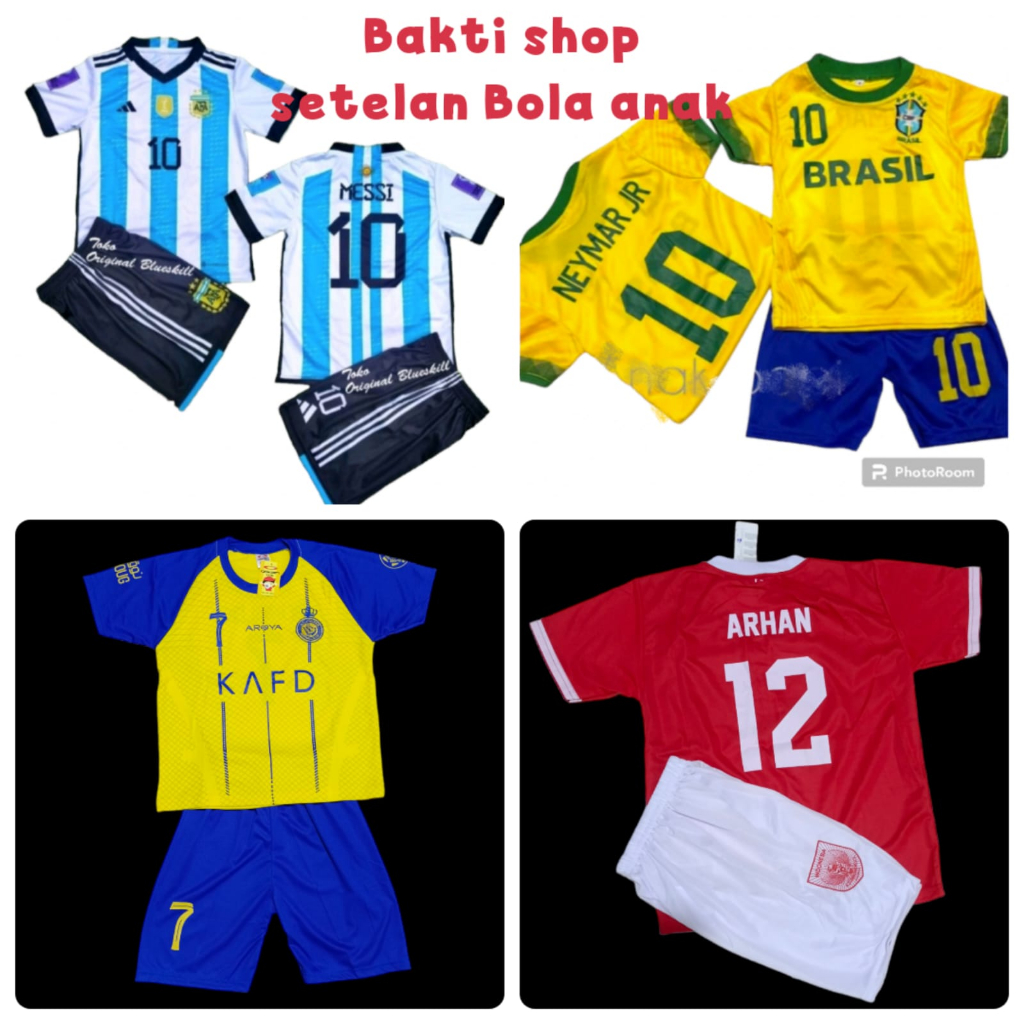 setelan bola anak Piala Dunia/ bola anak timnas Brasil/ kaos bola anak argentina/ baju bola anak Tim