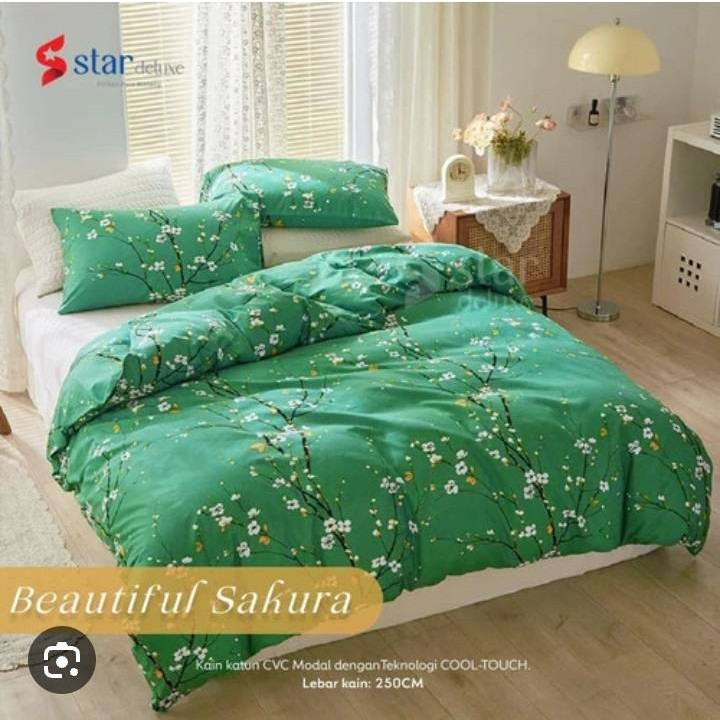 Bedcover Set Motif Beautiful Sakura Bahan Katun Premium Quality bedcover sprei aesthetic motif bunga