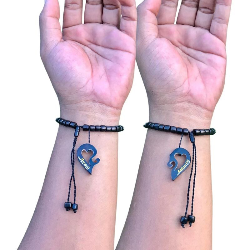 Gelang Kokka/Kaukah/Kaokah Couple love hati Ukir nama, Request nama & tgl Original Best Seller
