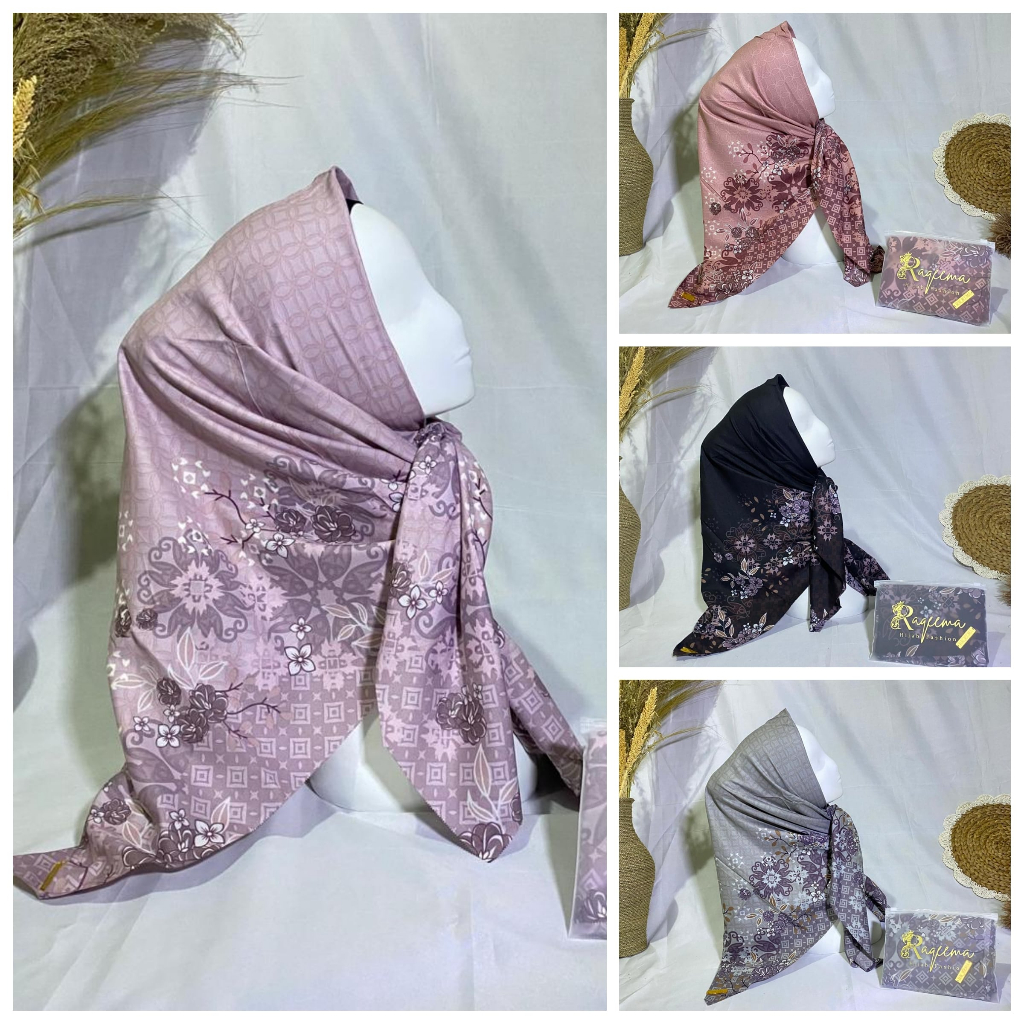 Hijab Voal Motif Premium FALSYA SERIES Segi Empat Lasercut by Raqeema Hijab FREE POUC