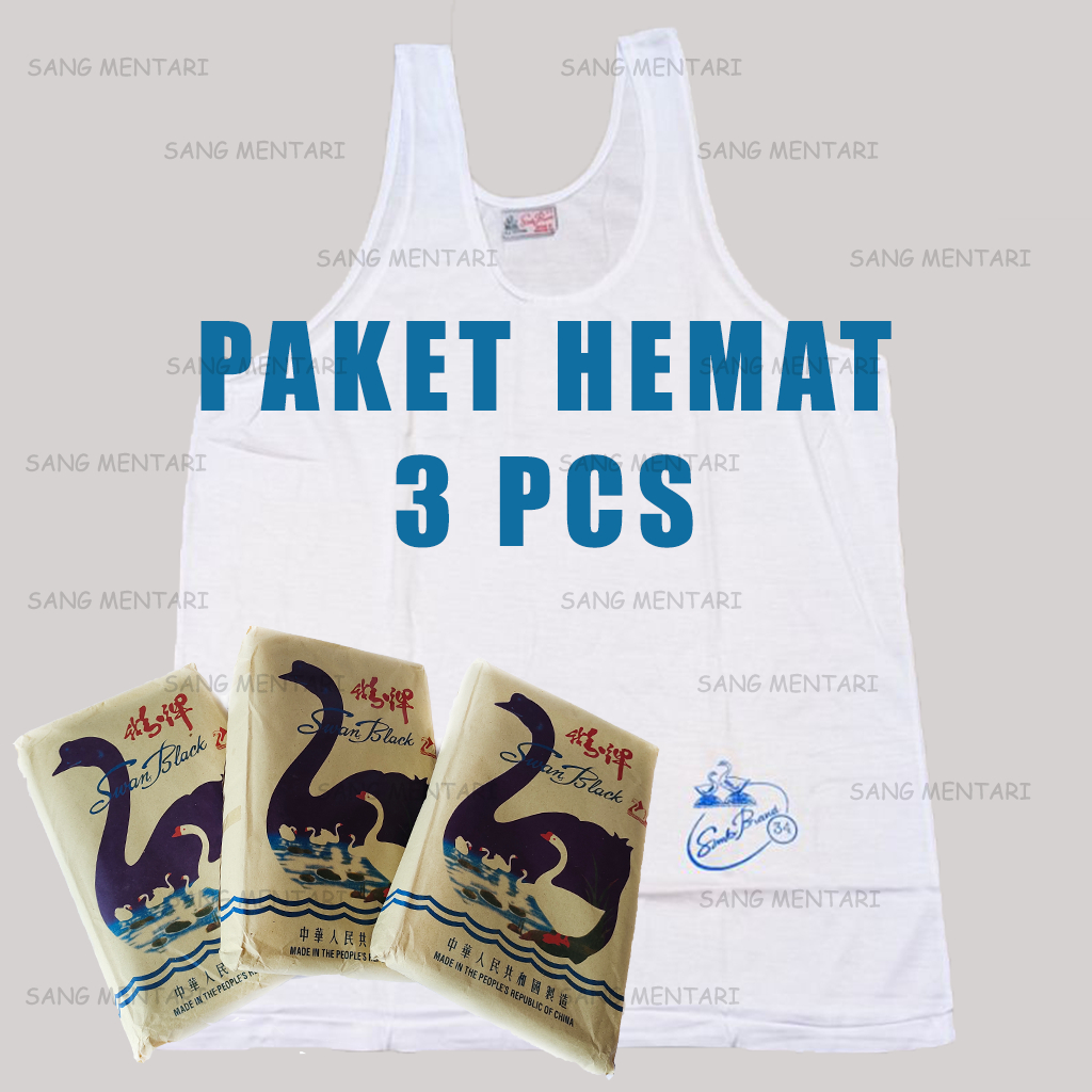 3 pcs Singlet Pria Dewasa Swan Kaos Dalam Pria Swan Singlet Swan Kaos Dalam Swan