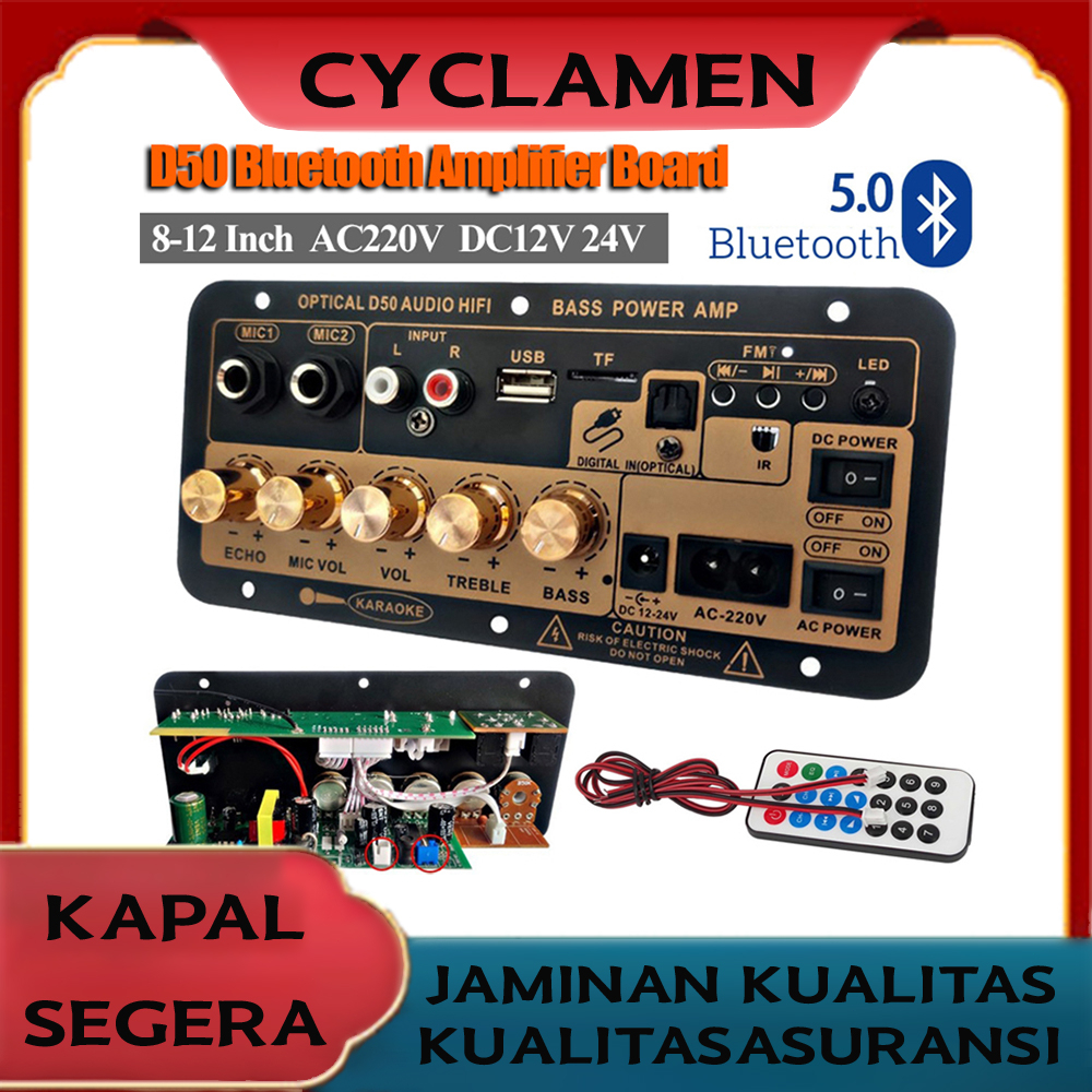 papan dengan serat optik D50 12v-24v/220v bluetooth power amplifier papan audio amplifier rumah kara