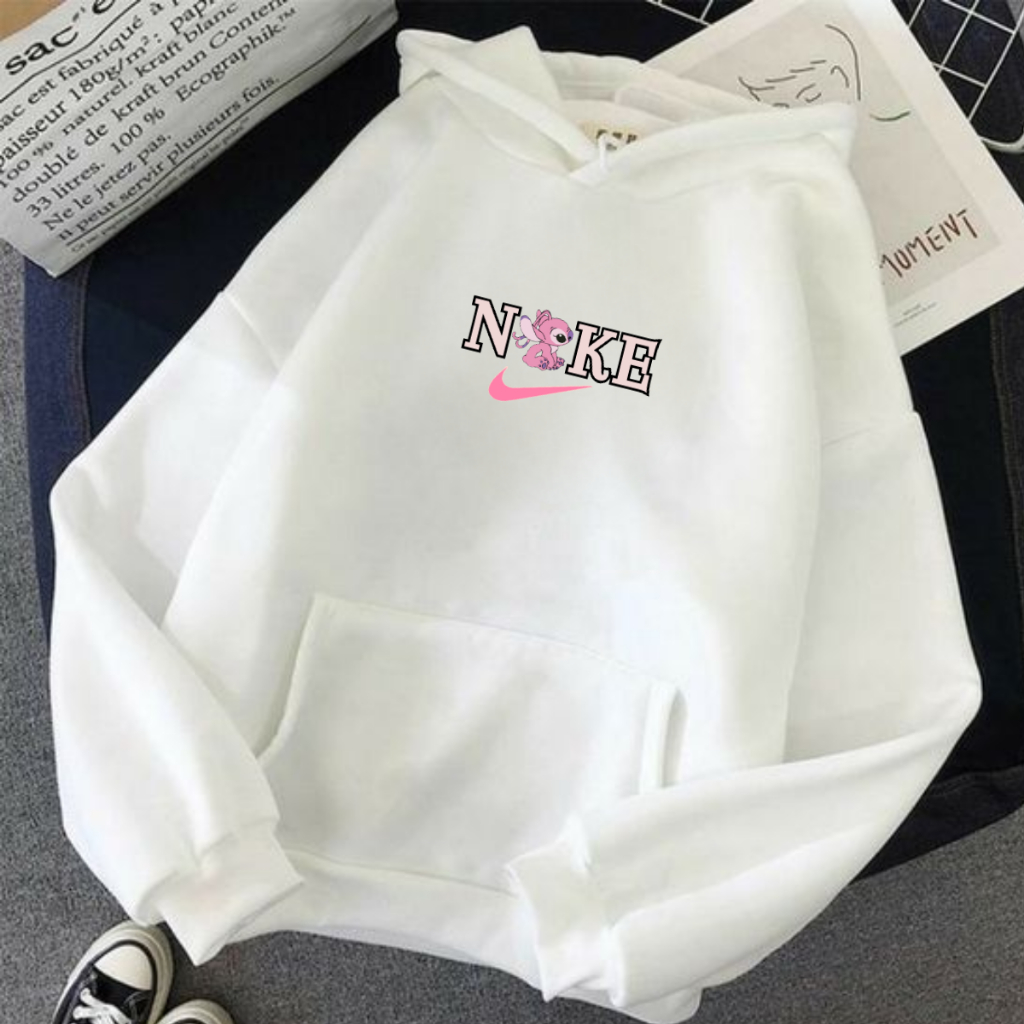 Hoodie Jumper Distro Nike Stich Terbaru / Jaket Hoodie White Fleece Premium / Sweater Hoodie Unisex