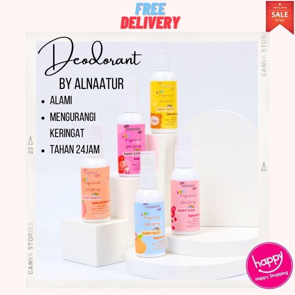 ⚡BEST SELLER ✔ Natural Deodorant Spray| DEODORAN TAWAS | Deodorant anak dan remaja by Alnaatur pengh