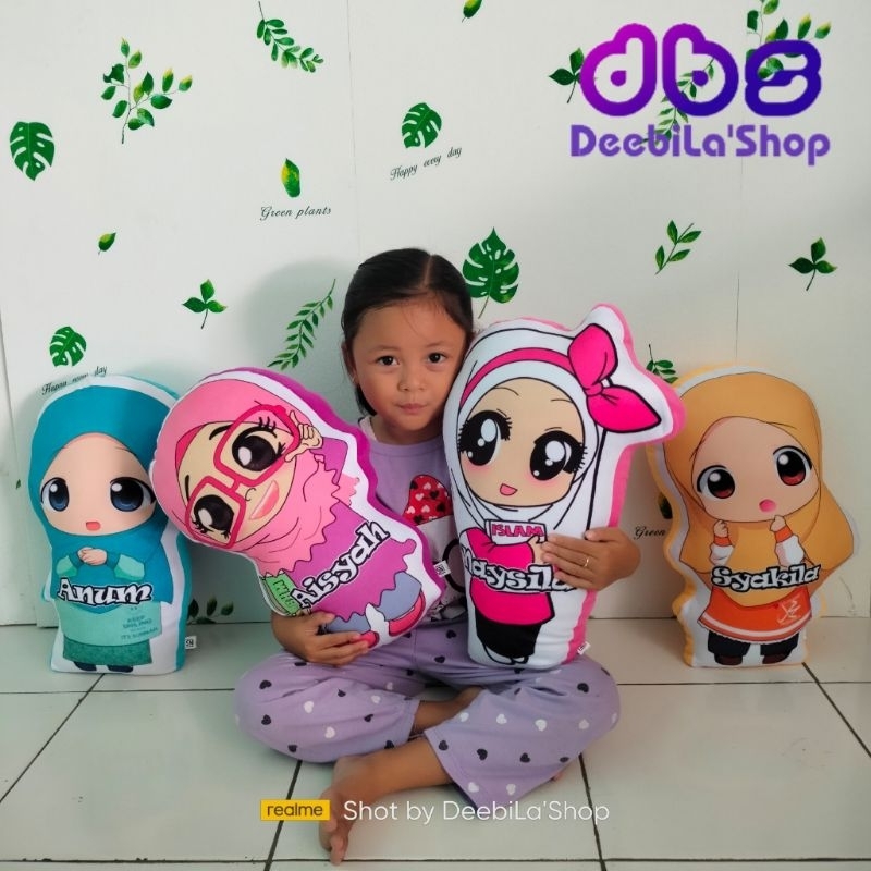 BONEKA BANTAL MUSLIMAH CUSTOM NAMA / BONEKA MUSLIMAH PRINTING / BONEKA HIJAB CUSTOM