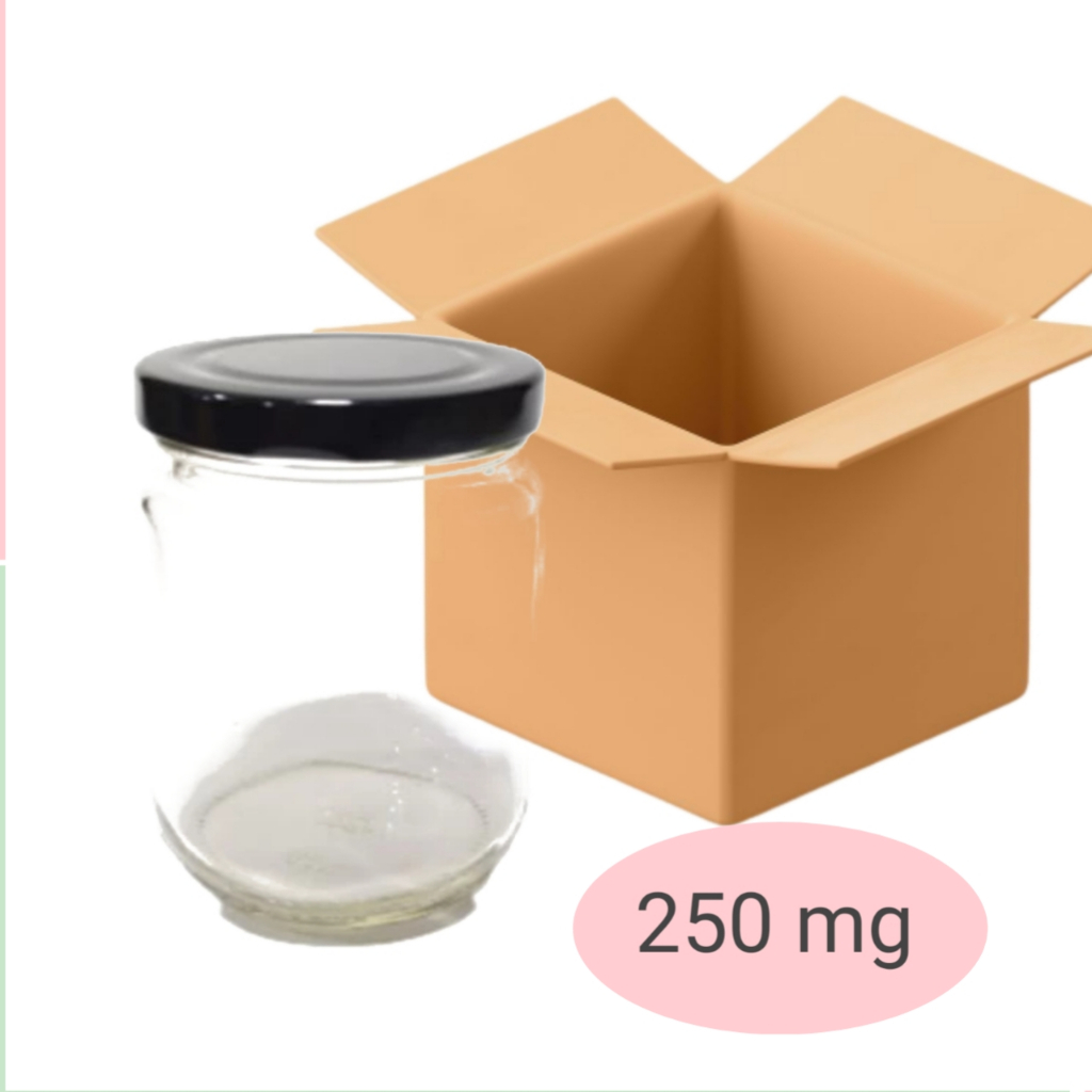 250ml Botol Kaca 250ml + KOTAK SATUAN /  Botol Jar Kaca 250ml