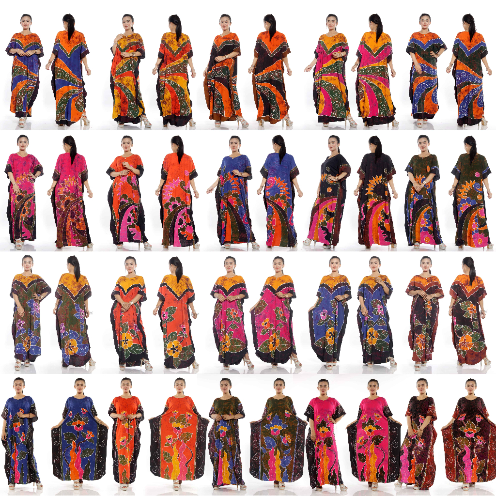 Long Dress Lowo Kalong Kelelawar Jumbo Bahan Rayon Santung Halus Resleting Depan Busui Batik Pekalon