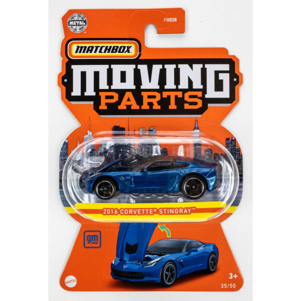 Diecast Matchbox moving parts 2016 Corvette stingray Blue