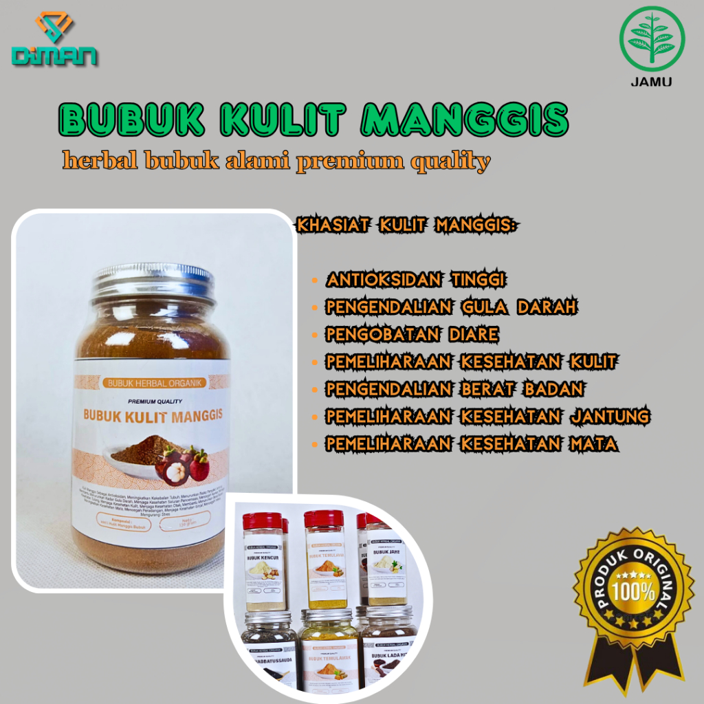 

BUBUK KULIT MANGGGUIS HERBAL MURNI TANPA CAMPURAN PREMIUM QUALITY