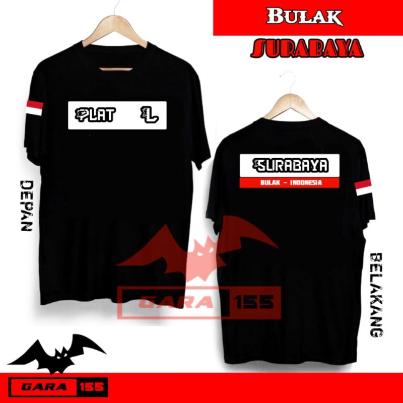 T-SHIRT KAOS HITAM PREMIUM DESAIN SIMPEL MODIS TULISAN PLAT L SURABAYA INDONESIA | BULAK DUKUH PAKIS