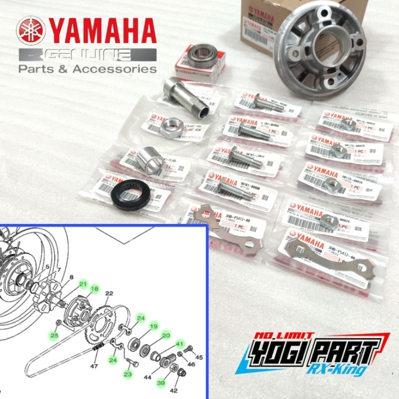 NAPGIR NAP GEAR BELAKANG DUDUKAN GIR BELAKANG RXKING RX KING SET ORIGINAL