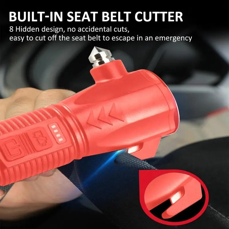 MH - Senter Safety Hammer Selt Belt Cutter LED Rechargeable 22018
