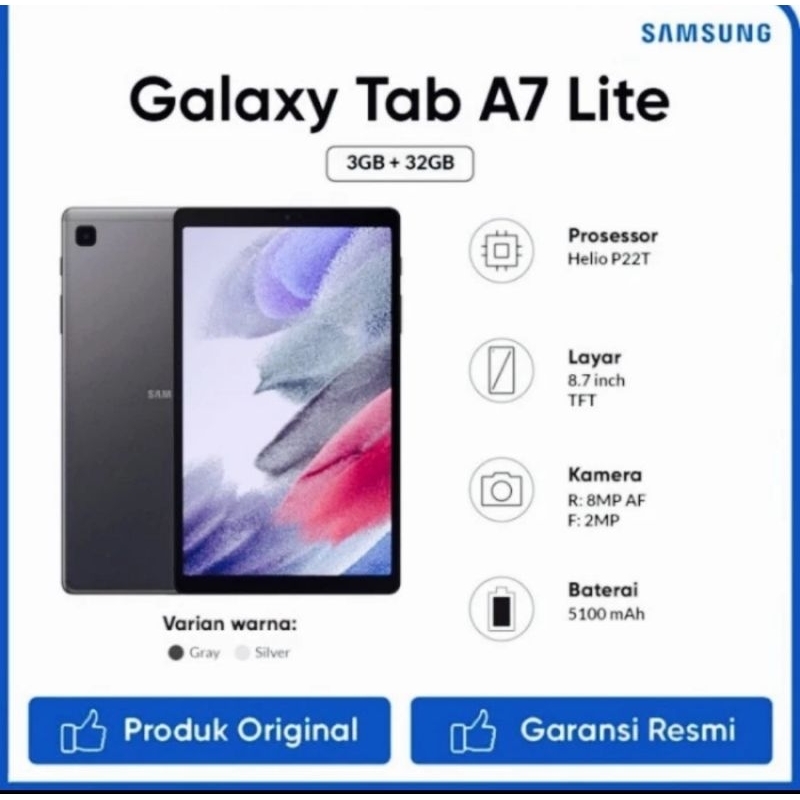 Samsung Galaxy Tab A7 Lite LTE 3/32 GB Garansi Resmi