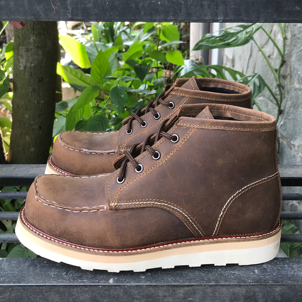 Sepatu Boots Moctoe Kulit Pria 2023 Crazy Horse genuine Leather