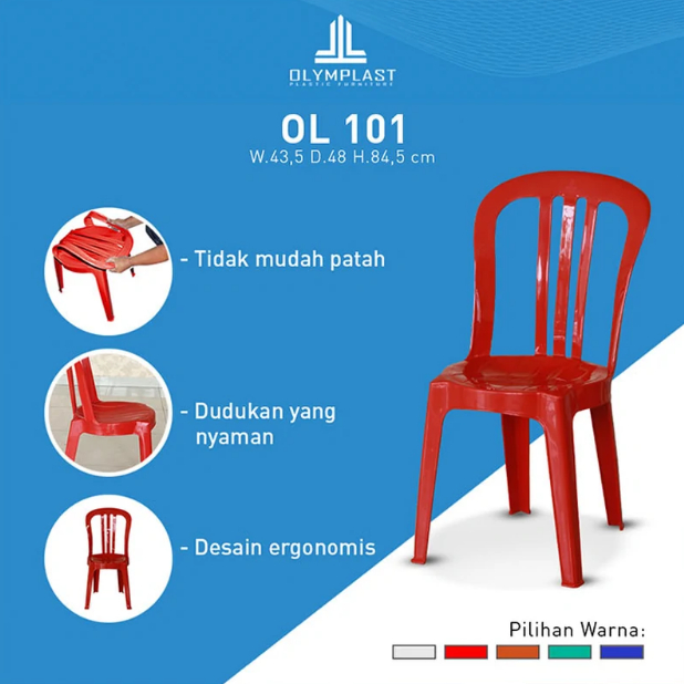 Olymplast Kursi Plastik OL 101 Kursi Sender OL101 Kursi Makan Plastik
