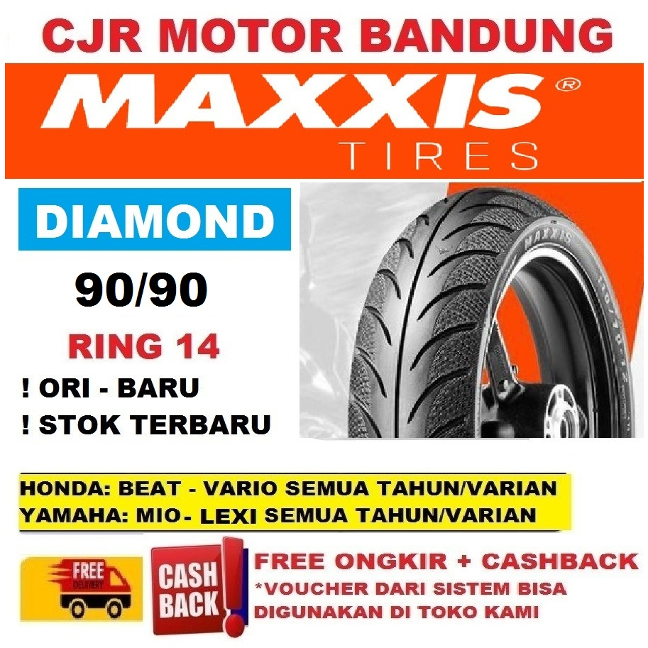Ban Motor Matic MAXXIS DIAMOND 90/90 ring 14 ban belakang tubeless beat vario mio
