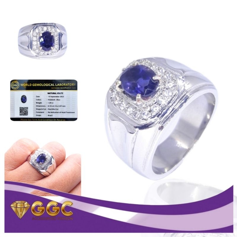 Cincin Batu Natural Iolite Size Kantoran