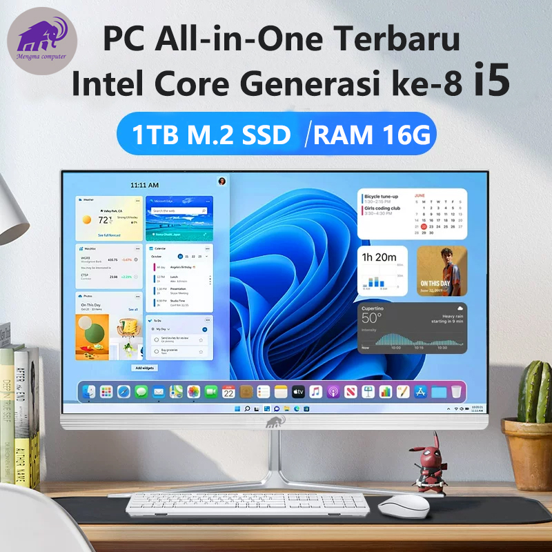 Komputer PC All-in-One Terbaru dengan Prosesor Intel Core i5 Generasi ke-8 8400, RAM 16GB, SSD 1TB, Layar 22/24/27 Inci, Cocok untuk Rumah, Kantor, dan Gaming - Garansi 1 Tahun
