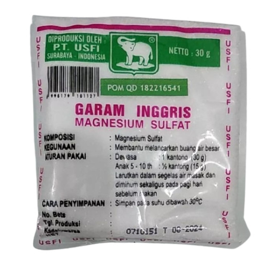 GARAM INGGRIS MAGNESIUM SULFAT CAP GAJAH ISI 30 GRAM